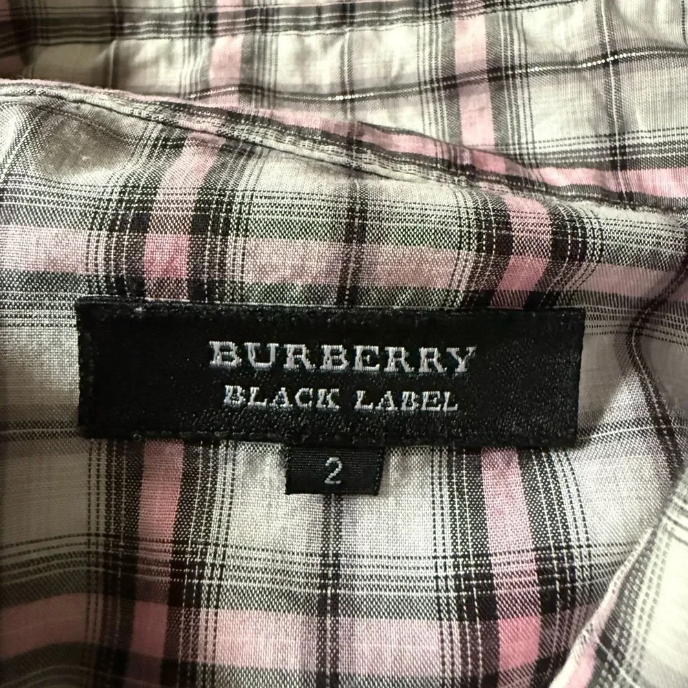 Burberry Woman’s Black Label Japan Long Sleeve Blouse Plaid w/Metallic Thread. - Picture 9 of 10